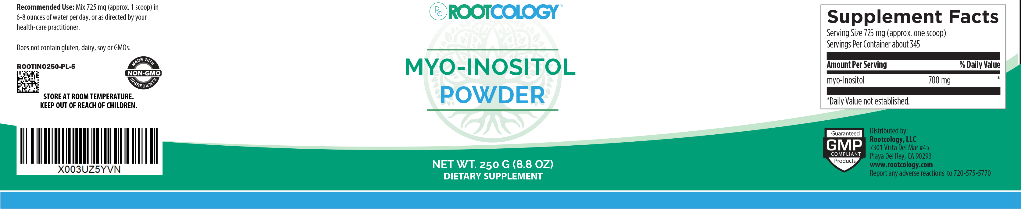Rootcology Myo-Inositol Supplement Label