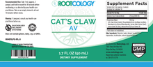 Rootcology Cat's Claw AV Supplement Label