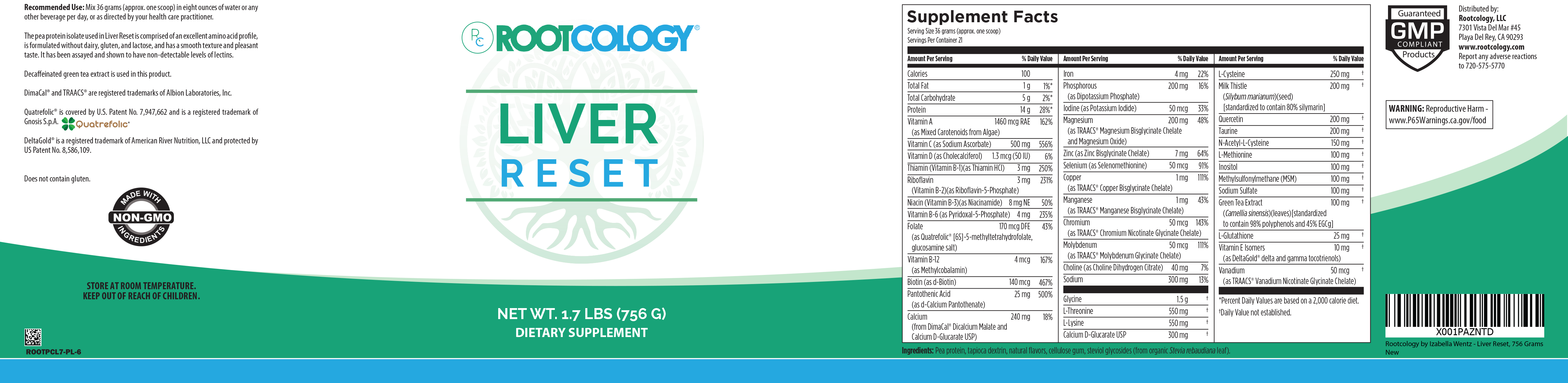 Rootcology Liver Reset Supplement Label