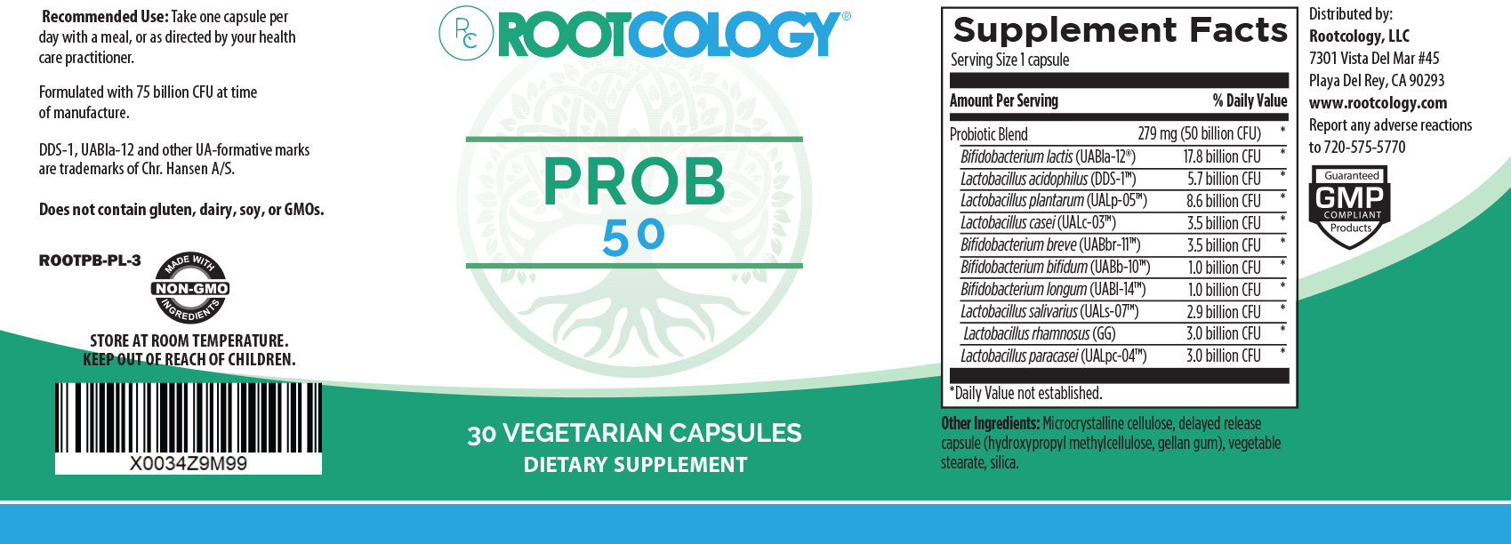 Rootcology ProB 50 Supplement Label
